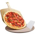 Pizza Stone Oven Set for Baking and Barbecue Pizza Stone Plate Wooden Pizza Plate Rolling Knife Pizza Stone Set