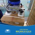 Pharmaceutical company's clean workshop paper box handling and palletizing vacuum suction cup lifting tool assisted robotic arm