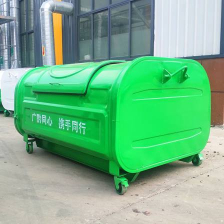 Customized outdoor hook arm garbage bin with stone grass and wood, 3 cubic meters of large metal detachable transfer box, with a lifespan of up to 3 years