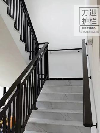 Insert iron staircase handrail, outdoor step handrail, black balcony guardrail, safety guard rail, metal