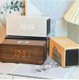 Bluetooth speaker alarm clock wooden wireless charging electronic clock creative Bluetooth audio wireless charging clock LED wooden clock