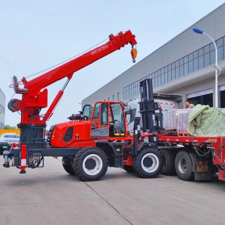 Four wheel drive off-road integrated hydraulic loading and unloading truck, 5-ton diesel lifting and unloading truck, forklift, boom crane