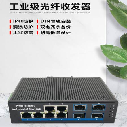 4 optical 6 electrical all gigabit WEB network managed Industrial Ethernet switch 4 optical 8 electrical industrial ring network switch