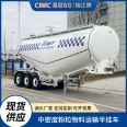 Ruijiang medium density powder material transportation semi trailer 40 cubic meters, large capacity 10 tire carbon steel horizontal tank car