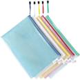 Deli 63469 A4 transparent mesh zipper information bag storage and organization PP waterproof learning bag