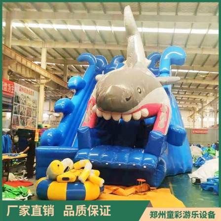 Tongcai Inflatable Shark Slide Water World Challenge Large Inflatable Toy Plaza Amusement Trampoline