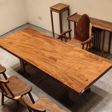 Used solid wood Chinese tea table, walnut large board, mahogany dining table and chair