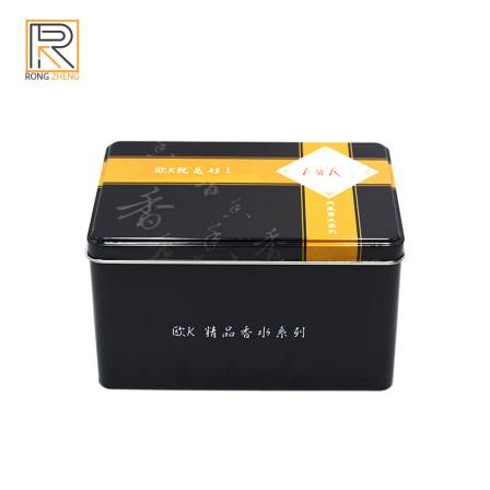 Tinplate rectangular button bottom can perfume cosmetics packaging iron box tea biscuit candy tin packaging