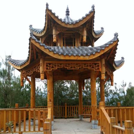 Wooden leisure pavilions in scenic parks, anti-corrosion wooden pavilions, customized outdoor antique solid wooden pavilions, durable and durable