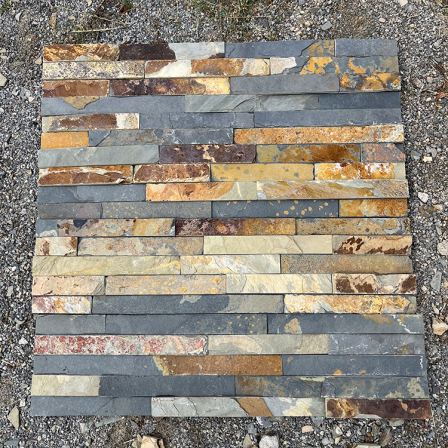 Natural Rust Slate Cultural Stone Red Rust Stripe Cultural Brick Garden Park Outer Wall Adhesive Composite Board Wall Brick