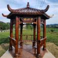 Wooden leisure pavilions in scenic parks, anti-corrosion wooden pavilions, customized outdoor antique solid wooden pavilions, durable and durable