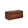 Chuangmite Wireless Charging Clock Intelligent Wireless Charging Function Voice Controlled Wooden Electronic Clock LED Digital Alarm Clock