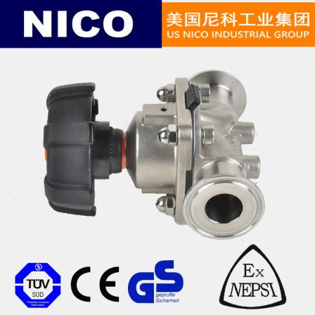 NICO imported manual quick connect sanitary diaphragm valve, stainless steel double diaphragm, food grade quick connect chuck