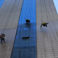 High altitude cleaning service for building glass, stone, real stone paint, aluminum veneer facade cleaning