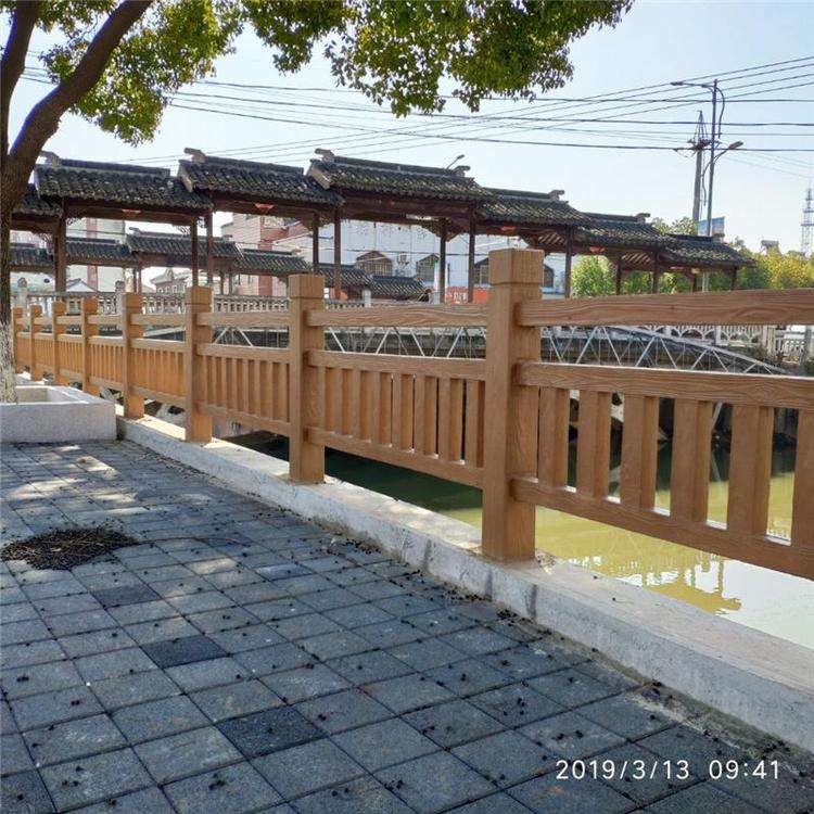 River embankment concrete imitation wood guardrail, scenic spot imitation stone guardrail style customization, simple construction, stable supply of goods