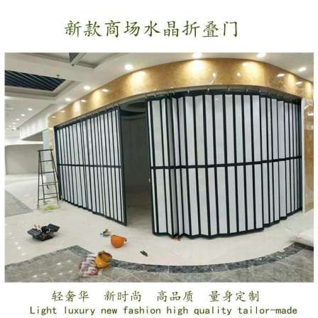 Invisible doors in shopping malls, Mingxuan aluminum alloy folding doors, crystal sliding doors, supplied by wholesale manufacturers