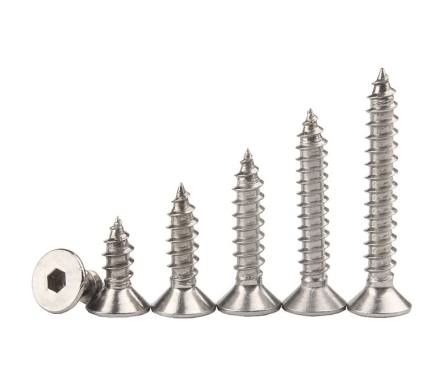 Countersunk flat head hexagonal socket Self-tapping screw stainless steel 304 316 carbon steel alloy steel non-standard customized