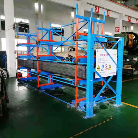 Steel pipe rack with hand operated telescopic cantilever CK-SS-127 for storing pipes, profiles, and long material storage