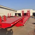 Pulling construction machinery transport trailer, 3-meter-wide hook plate, semi-trailer, heavy low flat trailer