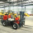 Riding and driving off-road forklifts, diesel integrated stacker trucks, transporting a three ton elevator