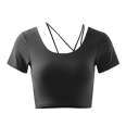 Yoga suit for women with chest pads, thin summer running, breathable fitness, short sleeved T-shirt, Pilates training and sports top