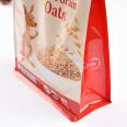 Oat cereal food self-supporting bag with eight side sealing, color printing, zipper bag, leisure snack plastic packaging bag