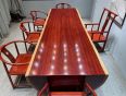 Yuanmufang Red Pear Large Plate Overall Table Solid Wood Large Plate Conference Table Office Table Ba Hua Table Factory Stock