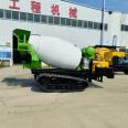 Crawler type desert engineering vehicle, 3 square crawler concrete tank truck, mountain climbing tiger, all terrain cement transport vehicle