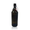 Brown glass beverage bottle buckle, red brown transparent glass bottle with lid, beer bottle, empty bottle, creative glass bottle