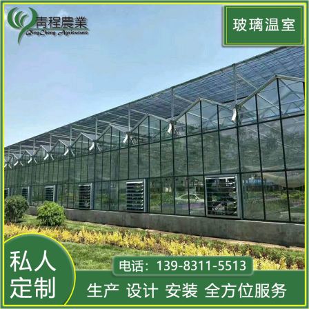 Qingcheng Agriculture Intelligent Temperature Control Glass Greenhouse Agricultural Vegetable Planting and Breeding Internal and External Sunshade Greenhouse Connected Greenhouse