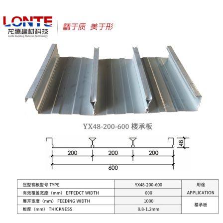 Longteng 600 type closed floor bearing plate, profiled steel plate, steel bar truss, floor bearing plate, multi-purpose for construction sites