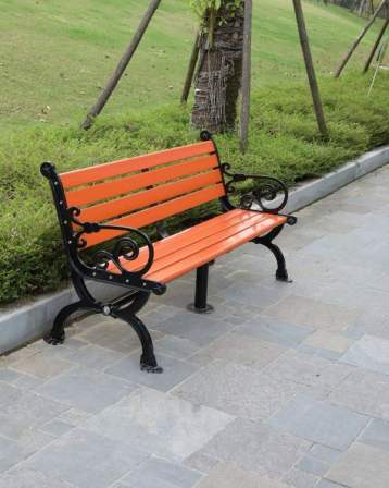 Zhaocan Industry and Trade Solid Wood Park Chair, Anticorrosive Wood Material, Leisure Bench, Outdoor Iron Backrest Bench