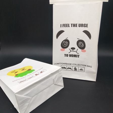 Customized printable logo with double adhesive film, waterproof square bottom with back strip, sealing and vomiting bag