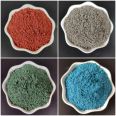 Colored wear-resistant materials for flooring are suitable for impact resistant and dust reducing concrete floors in workshop parking lots