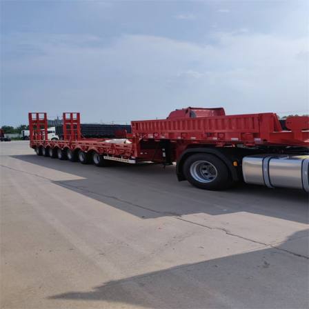 Customized special equipment large cargo transport vehicle, five lines, ten bridges, low flat semi-trailer, lifting bridge, lifting gooseneck