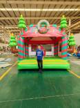 Children's colorful inflatable Christmas tree trampoline, export bouncing bed toy, household air model