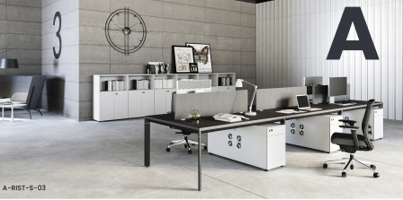 Simple and modern office desk for employees, 4 people, 6 card seats, office furniture, computer desk and chair combination