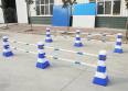 Blue and white plastic isolation piers, traffic facilities, red and white small water horses, road guardrails, fences, anti-collision diversion barrels, roadblocks