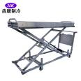 Stainless steel corpse cart for body transportation, double forked corpse lift truck for cremation site use