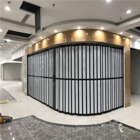 Customized production of transparent aluminum alloy folding doors in shopping malls, crystal curved sliding doors