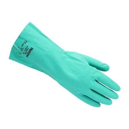 Honeywell 2094831 Non disposable nitrile straight tube flocked lining acid and alkali resistant gloves, chemical resistant gloves
