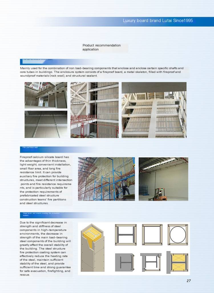 Lutai fiber reinforced silicate fireproof board light fire lock 12mm thick Perlite air duct partition tunnel wall