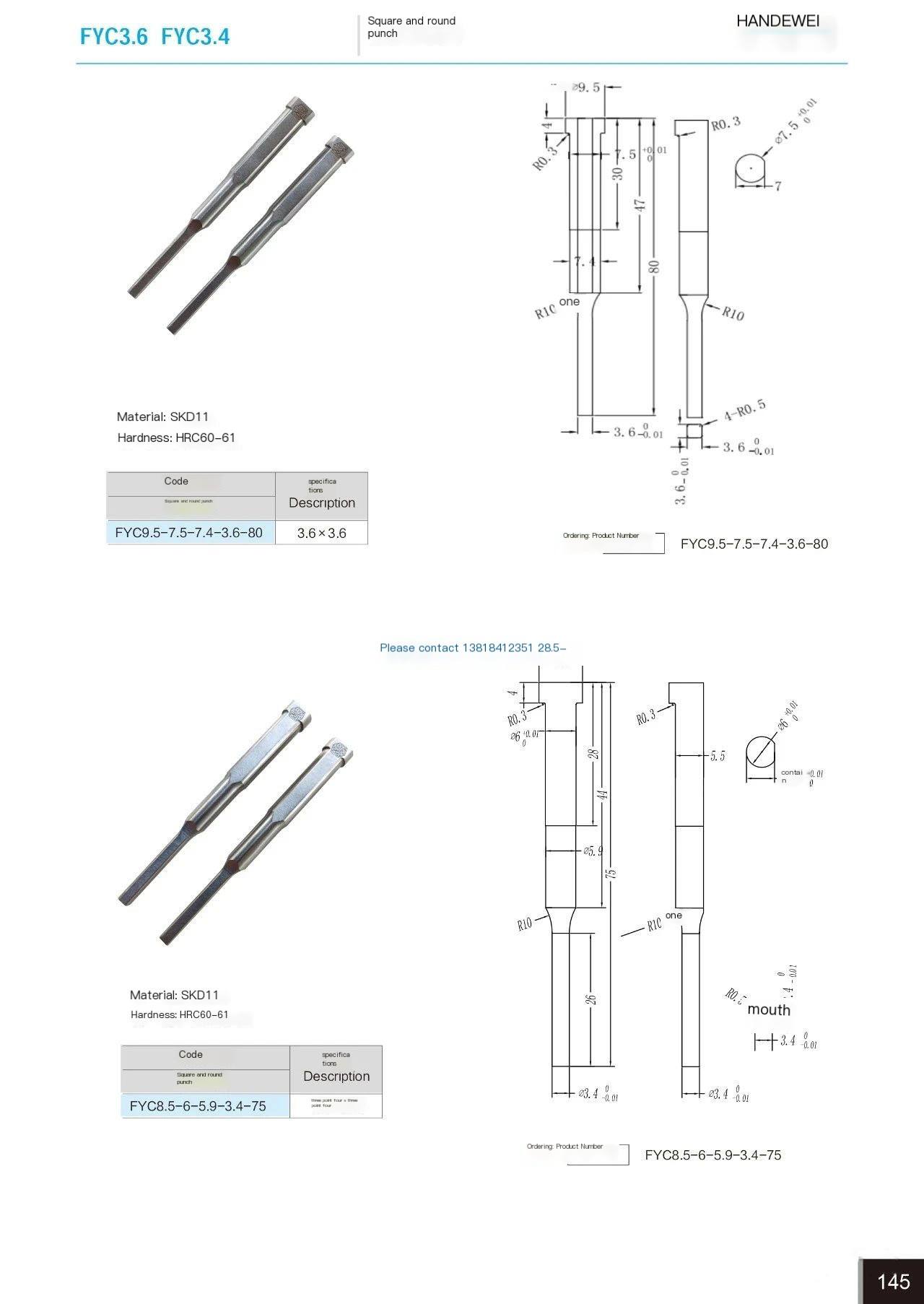 Square punching needle, square and circular punching head, glass fiber civil grid mold hole punching, waterproof soil loss screen mesh stretching punching