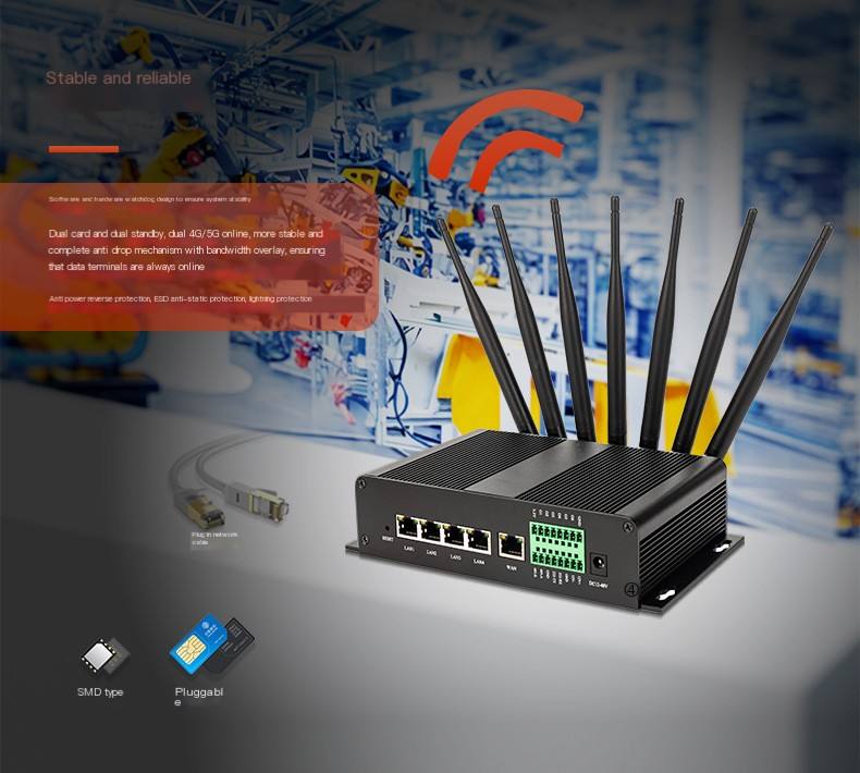 Dual 4G, dual card, 5G, gigabit, wireless, on-board, driverless, edge computing, industrial router gateway