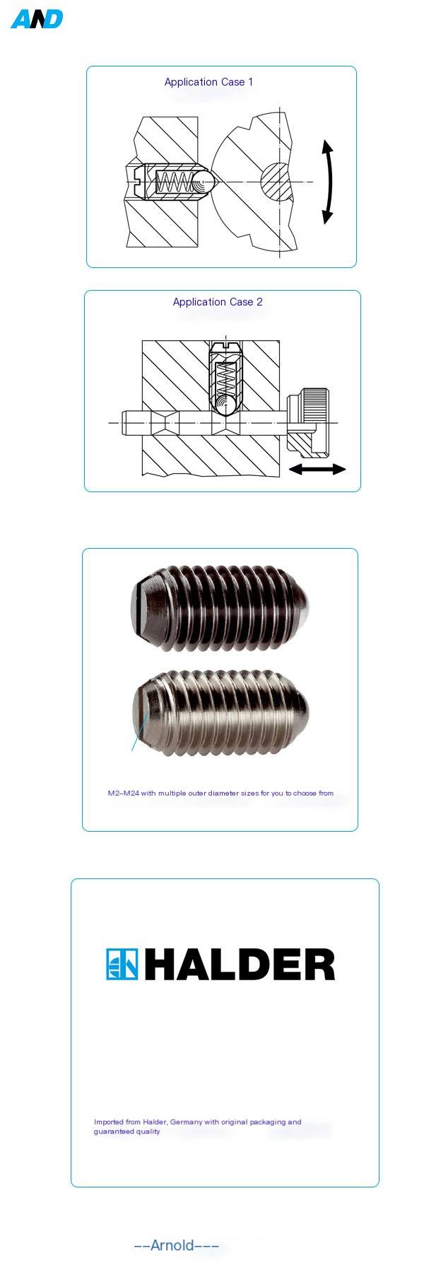 German HALDER stainless steel positioning ball with full 22050 ball head plunger GANTER ball spring pin GN615