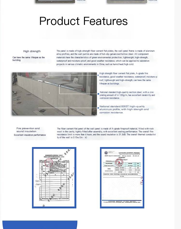 Lutai Substation Fiber Cement Composite Wall Panel Steel Structure Assembled Insulation Decoration Double sided Integrated Panel