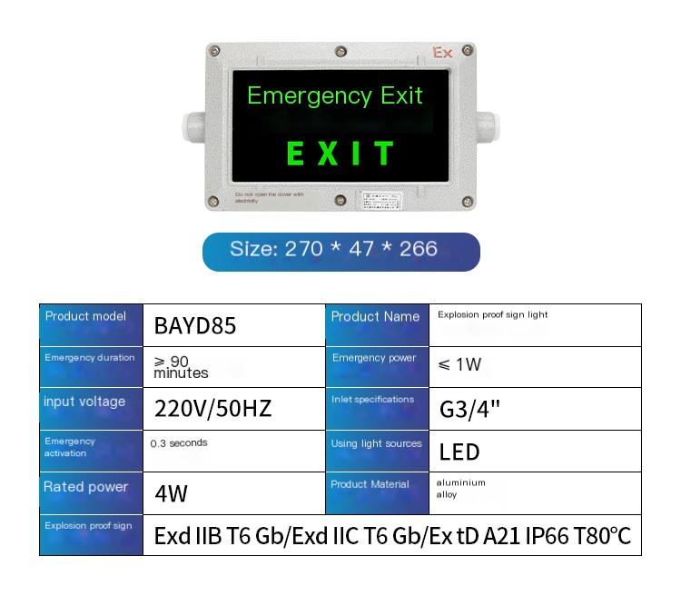 Explosion proof emergency light, LED direction sign light, fire evacuation double head indicator light, charging and storage safety exit