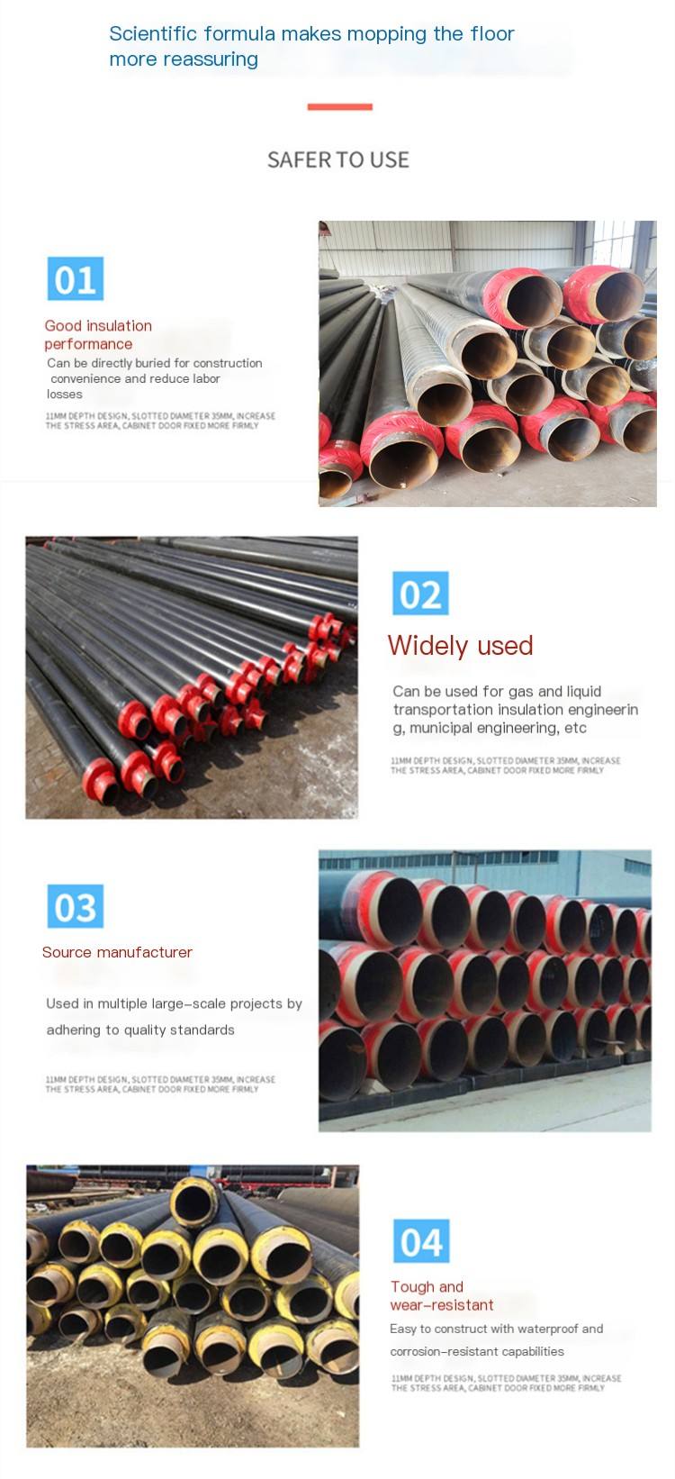 Dinghang Supply Steel Sleeve Steel Rock Wool Composite Insulation Pipe Buried Polyurethane Foam Anticorrosive Insulation Steel Pipe