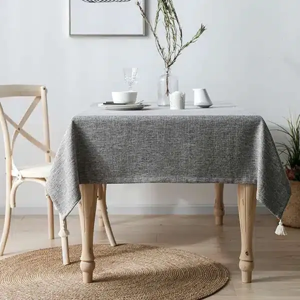 Coarse linen fat tassel table cloth