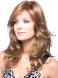 Women&#39;s Wave Wigs Curly Wig With Bangs Medium Light Gold Synthetic Wigs